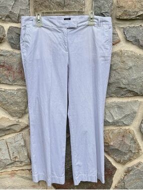 J. Crew City Fit White and Blue Pinstripe Wide Leg Pants, Size 14
